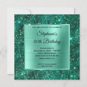 Mint Emerald Diamond Studded Foil 80. Geburtstag Einladung