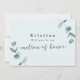 Mint Eukalyptus Matron of Honor Vorschlag Card