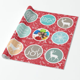 Mint Family Foto Rentier Weihnachten Merry Bright Geschenkpapier