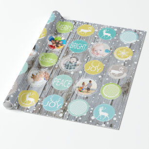 Mint Family Foto Rentier Weihnachten Merry Bright Geschenkpapier