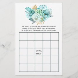 Mint Floral Brautparty Tee Party Bingo