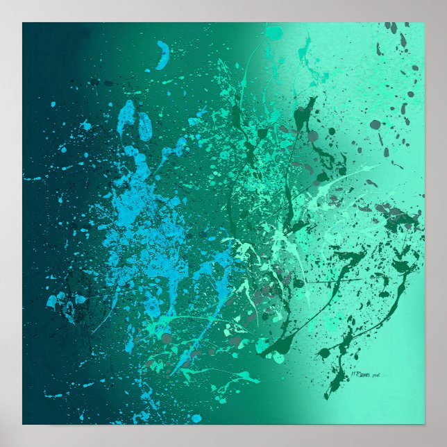 Mint Flurry Abstract Spatter Art Poster (Vorne)