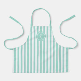 Mint French Beach Stripe Personalisiert Monogram Schürze