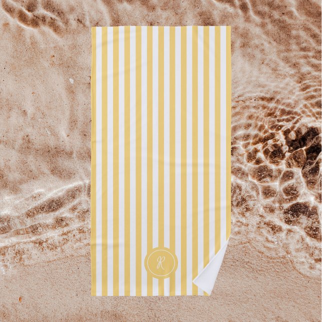 Mint French Beach Stripe Personalisiert Monogram Strandtuch (Von Creator hochgeladen)