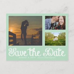 Mint Fun Chalk Enregistrer La Date Collage Carte P