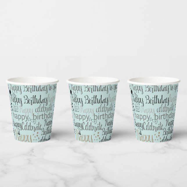 Mint Fun Happy Balloons Birthday Pappbecher (Multi)