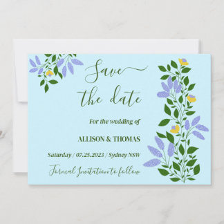 Mint Garden Blume Hochzeit Speichern Sie das Datum Einladung