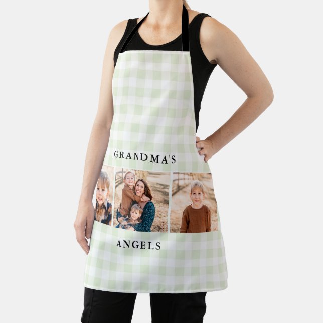 Mint Gingham Collage Foto Großmutter's Angels Schürze (InSitu)