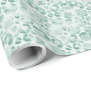 Mint Glam Leopard Print Geschenkpapier