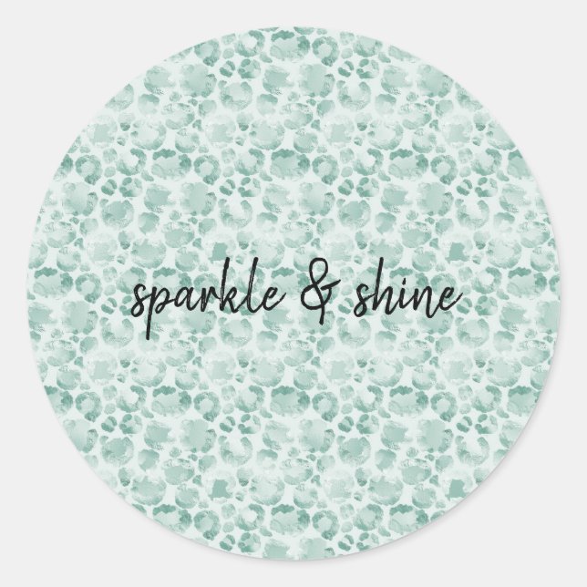 Mint Glam Leopard Print Runder Aufkleber (Vorderseite)