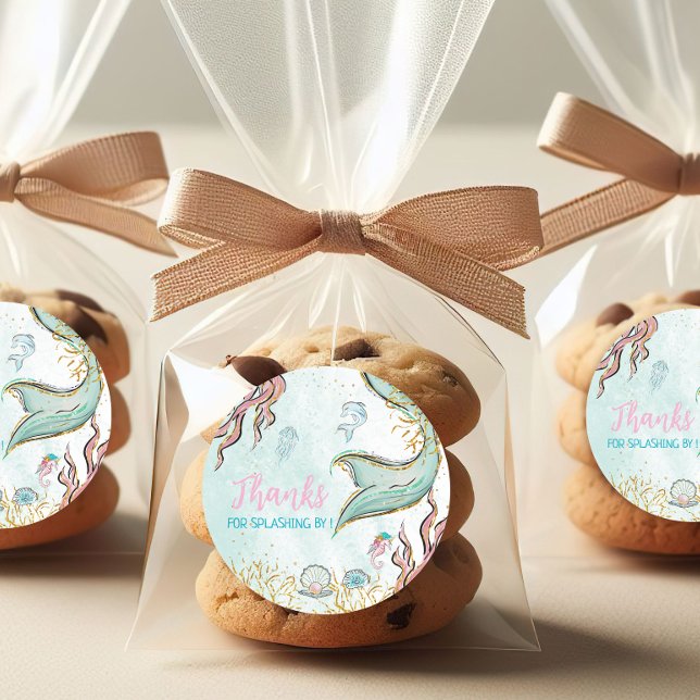 Mint Glitzer Meerjungfrauenschwanz Danke Runder Aufkleber (Von Creator hochgeladen)