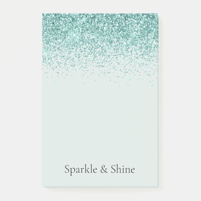 Mint Glitzer Sparkle Post-it Klebezettel (Vorderseite)