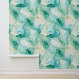 Mint Gold Abstrakt Mermaid Tapete