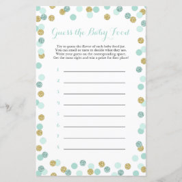 Mint & Gold Baby Dusche Raten Sie das Baby Food Ga