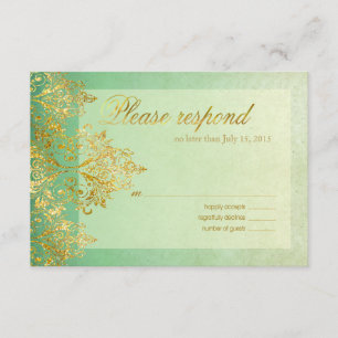 Mint & Gold Gatsby Glitzer Blühe UAWG RSVP Karte