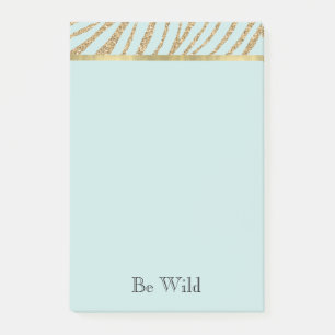Mint Gold Glitter Zebra Post-it Klebezettel