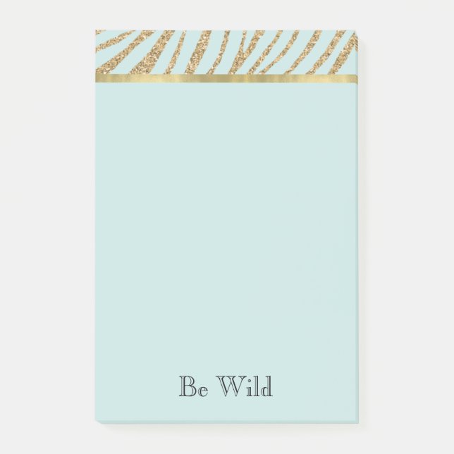 Mint Gold Glitter Zebra   Post-it Klebezettel (Vorderseite)