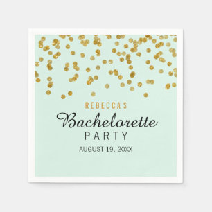 Mint Gold Glitzer Confetti Bachelorette Napkins Serviette