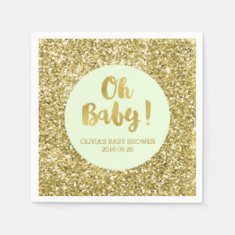 Mint Gold Glitzer Confetti Oh Baby Dusche Serviette