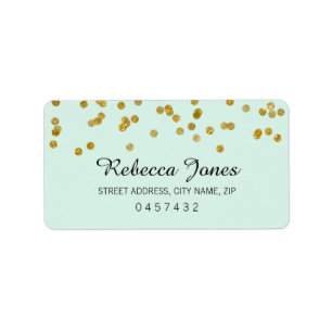 Mint Gold Glitzer Konfetti-Adressmarken Adressaufkleber