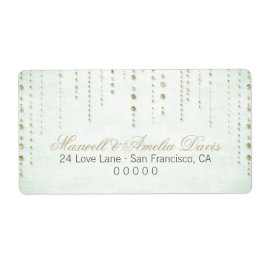 Mint & Gold Glitzer Look Hochzeitadresse Labels