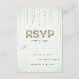 Mint & Gold Glitzer Look Hochzeitkarte RSVP
