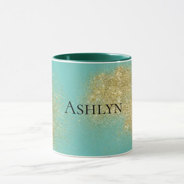Mint Gold Glitzy Glitzer Tasse (Zentrum)