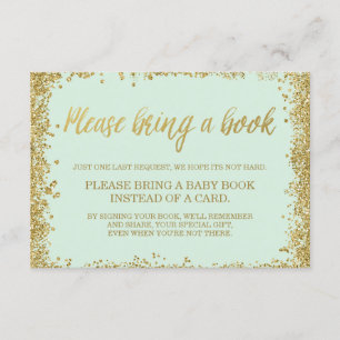 Mint Gold Imitats Glitzer Baby Showbook Begleitkarte