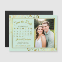 Mint & Gold Kalender & Foto Speichern Sie das Date