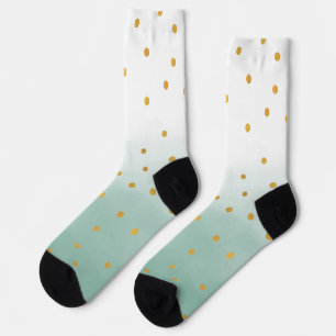 Mint Gold Konfetti Watercolor Ombre Socken