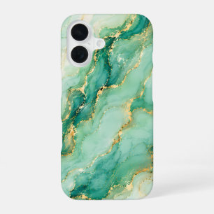 Mint & Gold Marmor Luxus iPhone 16 Hülle