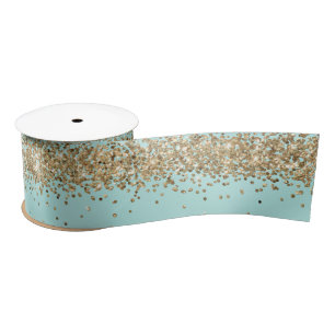 Mint Gold Sparkle Glitzer Satinband