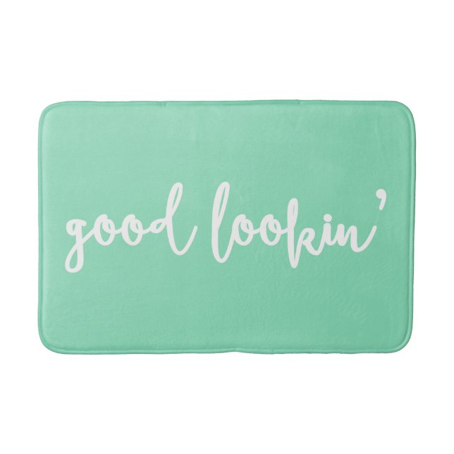 Mint Good Lookin' Kalligraphie Script Bath Mat Badematte (Vorderseite)