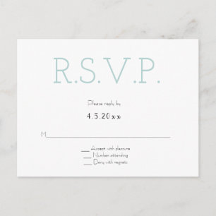 Mint graue Typografie Hochzeit rsvp Postkarten