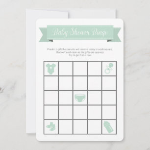 Mint Gray Baby Shower Bingo Spiel doppelseitig