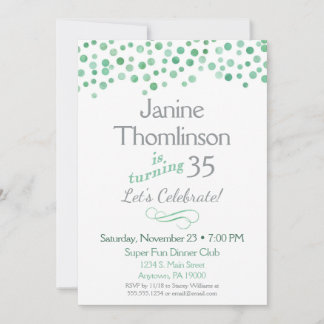 Mint Gray Geburtstag Einladung Confetti Wasserfarb