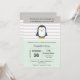 Mint Gray Pinguin Kinderdusche Einladung (Vorderseite/Rückseite Beispiel)