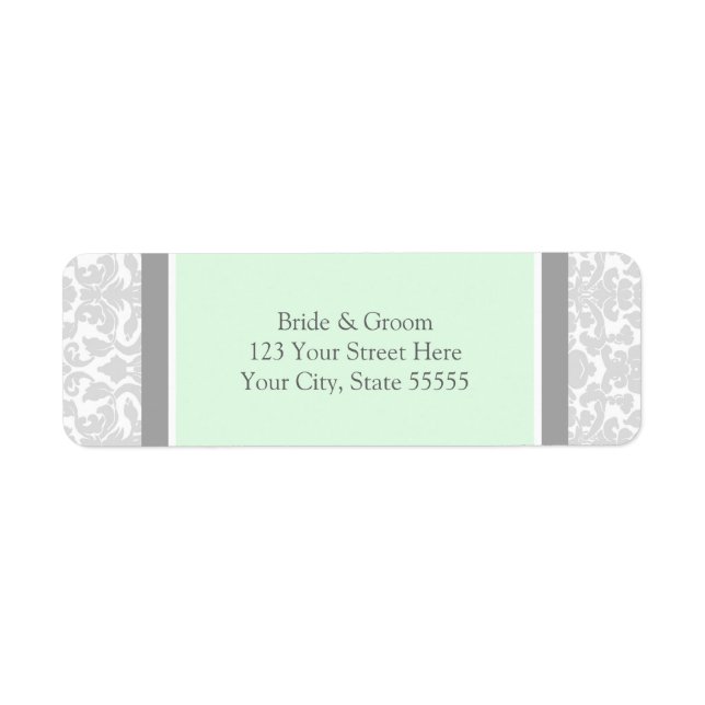 Mint Gray Wedding Custom Rücksendeadressen-Aufkleb (Vorne)