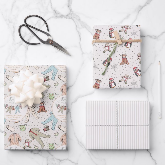 Mint Gree Baby seine kalte Außendusche Geschenkpapier Set (Vorderseite)