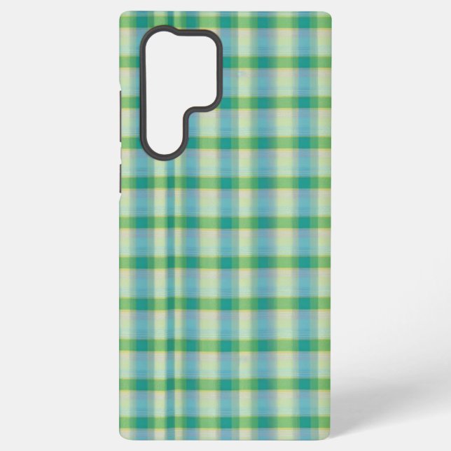 Mint Green and Blue Plaid Phone Case Samsung Galaxy Hülle (Rückseite)