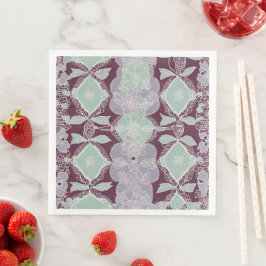 Mint green and lavender purple patterns AI art Serviette