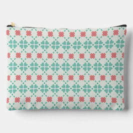 Mint green and pink floral clover tile pattern zubehörtasche