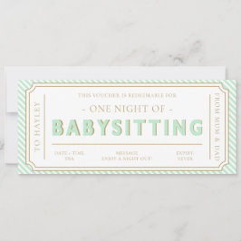Mint Green Babysitting Gutscheinkarte Einladung