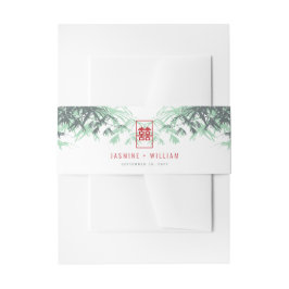 Mint Green Bamboo Blätter Double Xi Chinesisch Hoc Einladungsbanderole