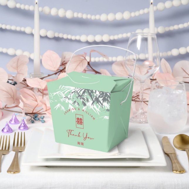 Mint Green Bamboo Blätter Double Xi Chinesisch Hoc Geschenkschachtel (Von Creator hochgeladen)