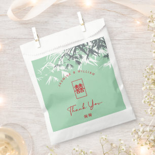 Mint Green Bamboo Blätter Double Xi Chinesisch Hoc Geschenktütchen