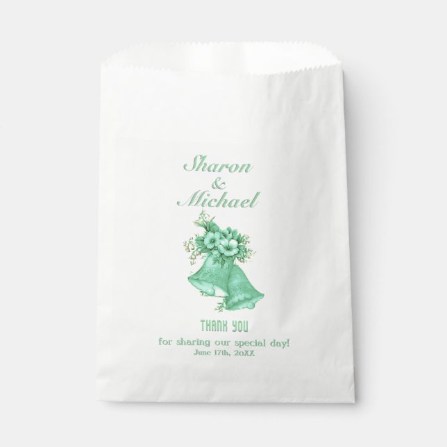 Mint Green Bells Gastgeschenk Hochzeit Bag Namen u Geschenktütchen (Vorderseite)