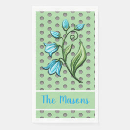 Mint Green, Black und Gray Polka Dots Blumen Serviette