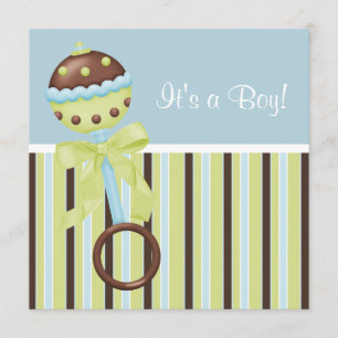 Mint Green Blue Brown Baby Boy Dusche Einladungen