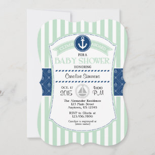 Mint Green Blue Nautical Baby Dusche Einladung